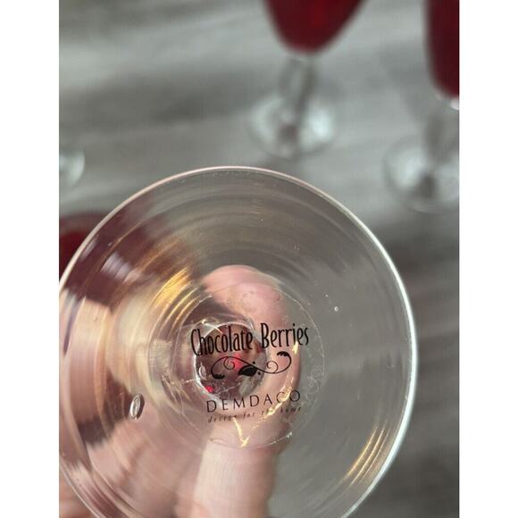 Demdaco Chocolate Berries Red Water Goblets Handblown Glass Set Of 4 - Picture 5 of 8